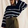 Bardot Wide Sleeve Cotton Sweater - Navy/White Striped Pullover 1 Bardot Wide Sleeve Cotton Sweater - Navy/White Striped Pullover -UNIVERSAL STANDARD EDI LOOK 08 022