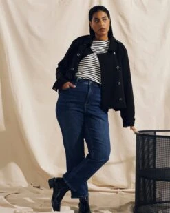 Perfect High-Rise Slim Leg Jeans - Naval Blue Shaping Denim -UNIVERSAL STANDARD EDI LOOK 10 033