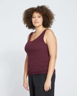 Ribbed Jersey Foundation Tank Top - Black Cherry -UNIVERSAL STANDARD Eco Foundation Tank Black Cherry USFD0465E 190 003 012