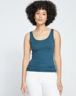 Deep Sea Blue Ribbed Jersey Foundation Tank