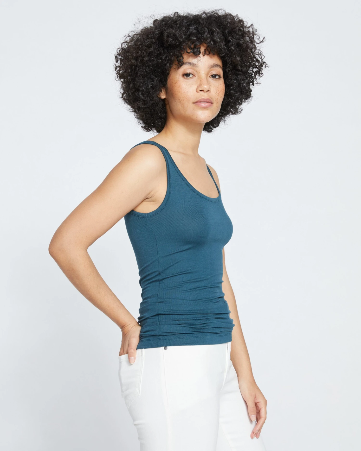 Deep Sea Blue Ribbed Jersey Foundation Tank 5 Deep Sea Blue Ribbed Jersey Foundation Tank - Image 3