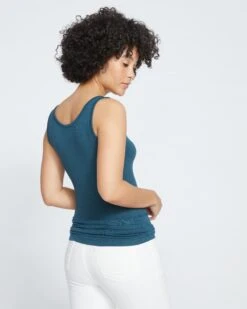 Deep Sea Blue Ribbed Jersey Foundation Tank 10 Deep Sea Blue Ribbed Jersey Foundation Tank -UNIVERSAL STANDARD Eco Foundation Tank Deep Sea USFD0465E 259 004 026