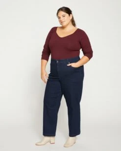 Elastic Waist Stretch Jeans - Comfortable Weekend Denim in Dark Indigo