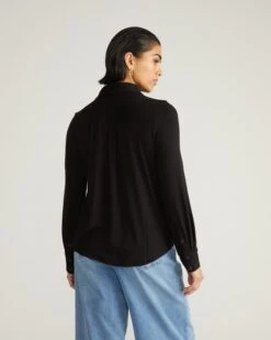 Elbe Popover Liquid Jersey Shirt Classic Fit - Black 12 Elbe Popover Liquid Jersey Shirt Classic Fit - Black -UNIVERSAL STANDARD Elbe Popover Liquid Jersey Shirt Classic Fit Black USTO0391 001 003 086