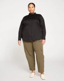 Elbe Popover Stretch Poplin Shirt Classic Fit - Black