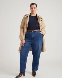 High Rise Straight Leg Jeans - Comfy Stretch Denim in True Blue