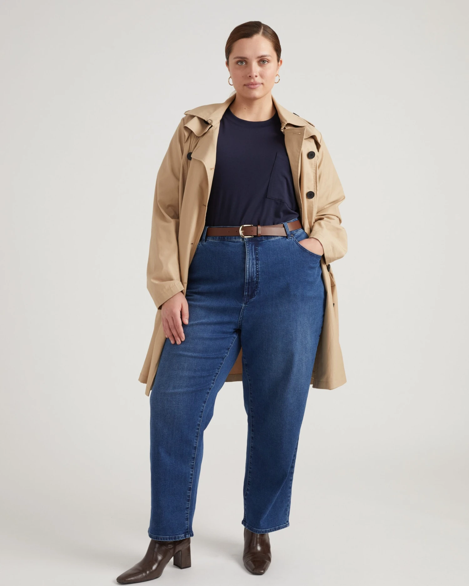 High Rise Straight Leg Jeans - Comfy Stretch Denim in True Blue 3 High Rise Straight Leg Jeans - Comfy Stretch Denim in True Blue