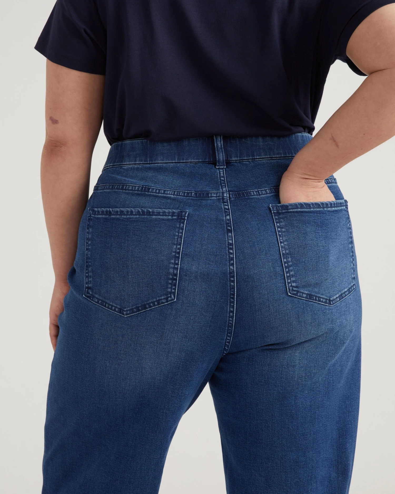 High Rise Straight Leg Jeans - Comfy Stretch Denim in True Blue 5 High Rise Straight Leg Jeans - Comfy Stretch Denim in True Blue - Image 3