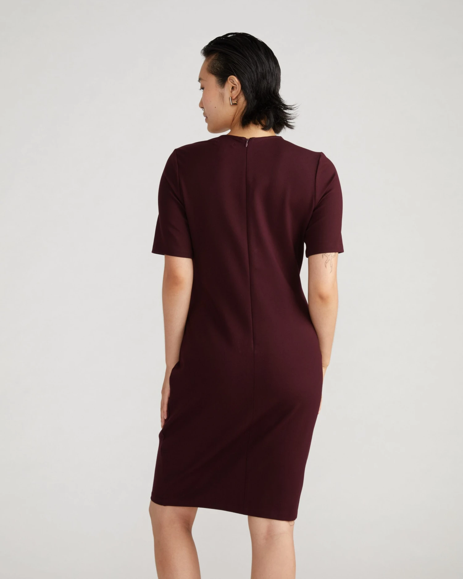 Envelope Neck Ponte Dress - Black Cherry 5 Envelope Neck Ponte Dress - Black Cherry - Image 3