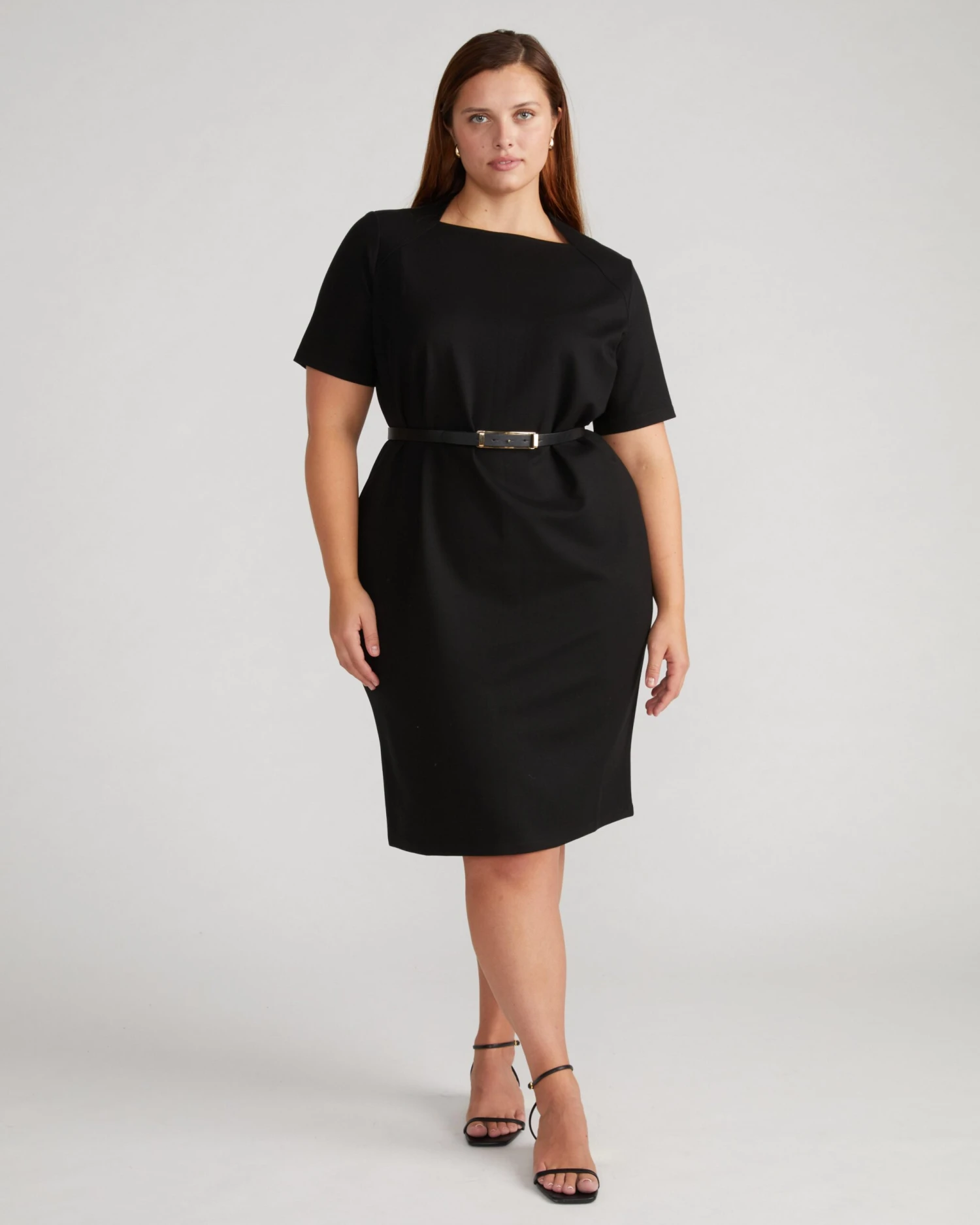 Envelope Neck Ponte Dress - Black 3 Envelope Neck Ponte Dress - Black