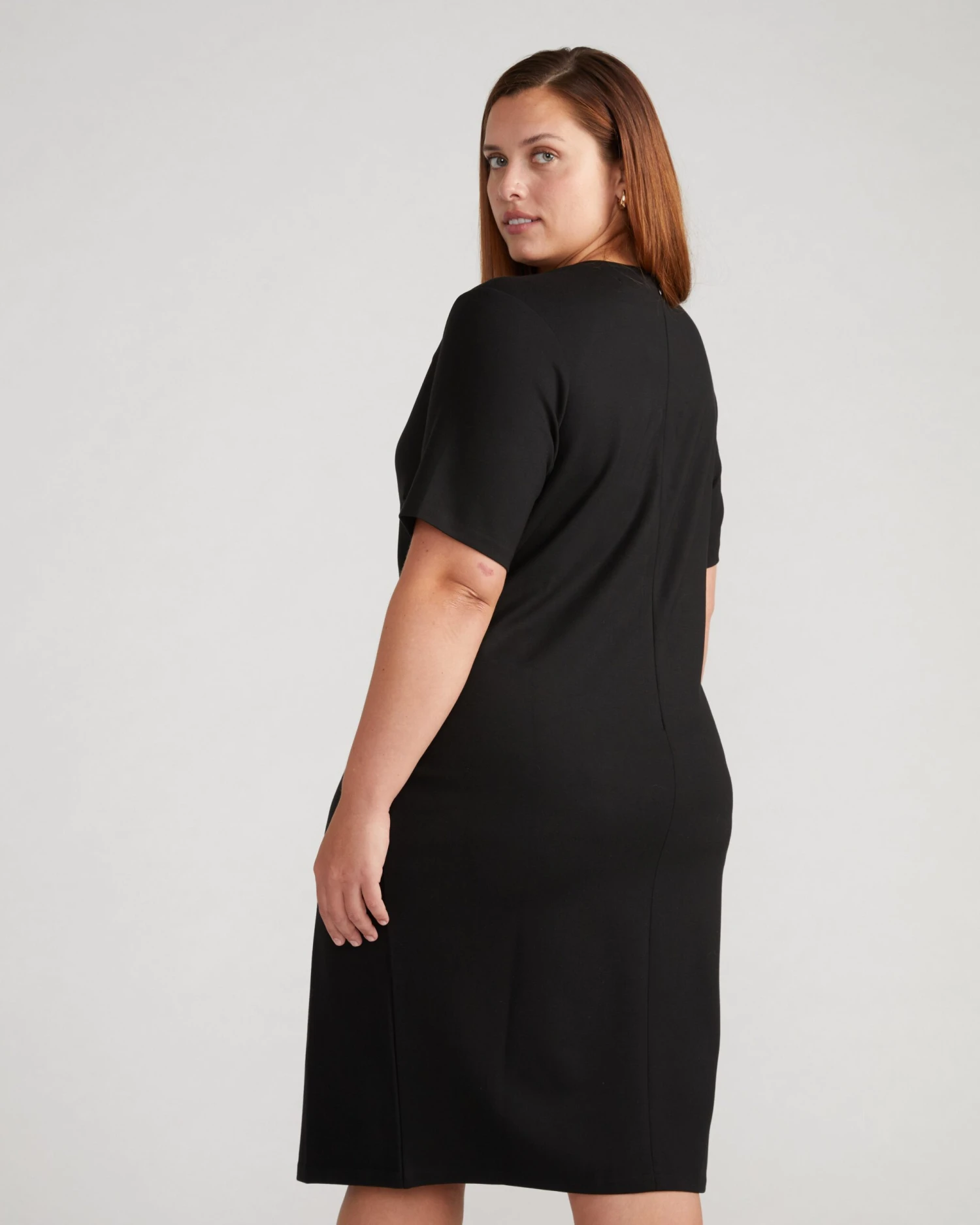 Envelope Neck Ponte Dress - Black 4 Envelope Neck Ponte Dress - Black - Image 2