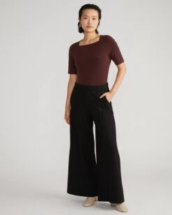 Pam Pintuck Wide Leg Ponte Pants - Black -UNIVERSAL STANDARD Envelope Neck Top Arabica USTO1735 517 003 287 bb05c322 8cb2 45ac 9319 646a4d615cef