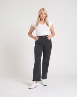 High Rise Straight Leg Jeans - 31 Inch Washed Black Vintage Fit -UNIVERSAL STANDARD Etta High Rise Stright 31 Washed Black USPA0825L 642