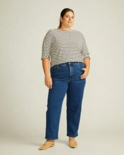 Etta High Rise Straight Leg Jeans 28 Inch - Aged Indigo -UNIVERSAL STANDARD Etta High Rise 28inch DENIM GUIDE Aged Indigo USPA0825 226 M 001 035