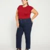 High Rise Straight Leg Jeans - 28 Inch Dark Indigo Etta Denim -UNIVERSAL STANDARD Etta High Rise Straight Leg Jeans 28 In Dark Indigo USPA0825 008 001 009
