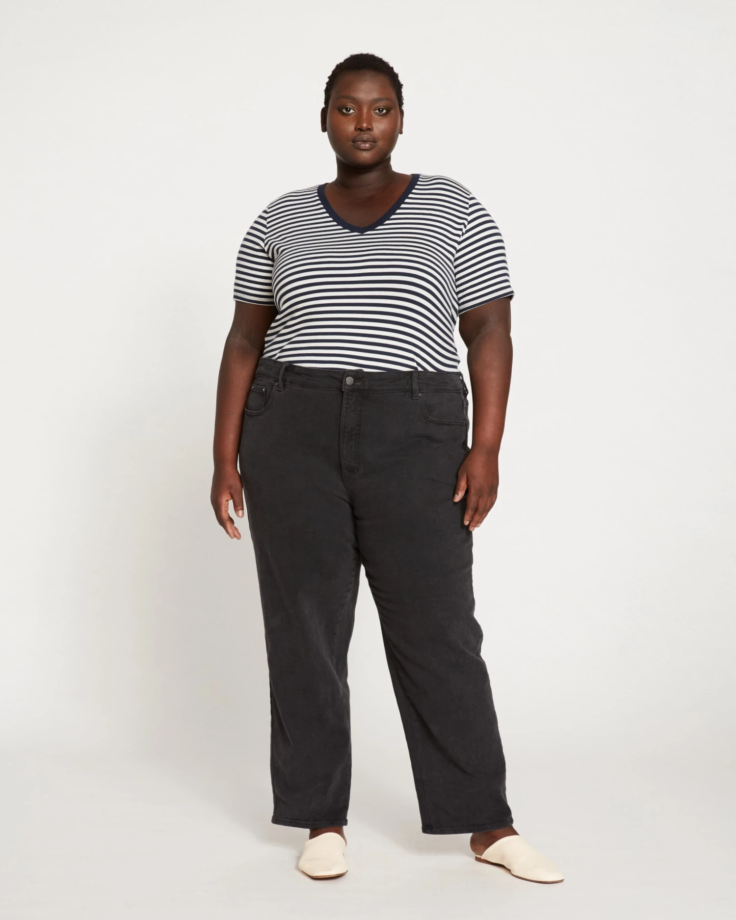 High Rise Straight Leg Jeans - 31 Inch Washed Black Vintage Fit