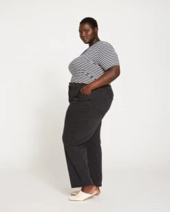 High Rise Straight Leg Jeans - 31 Inch Washed Black Vintage Fit -UNIVERSAL STANDARD Etta High Rise Straight Leg Jeans 31 Inch Washed Black USPA0825L 227 003 023