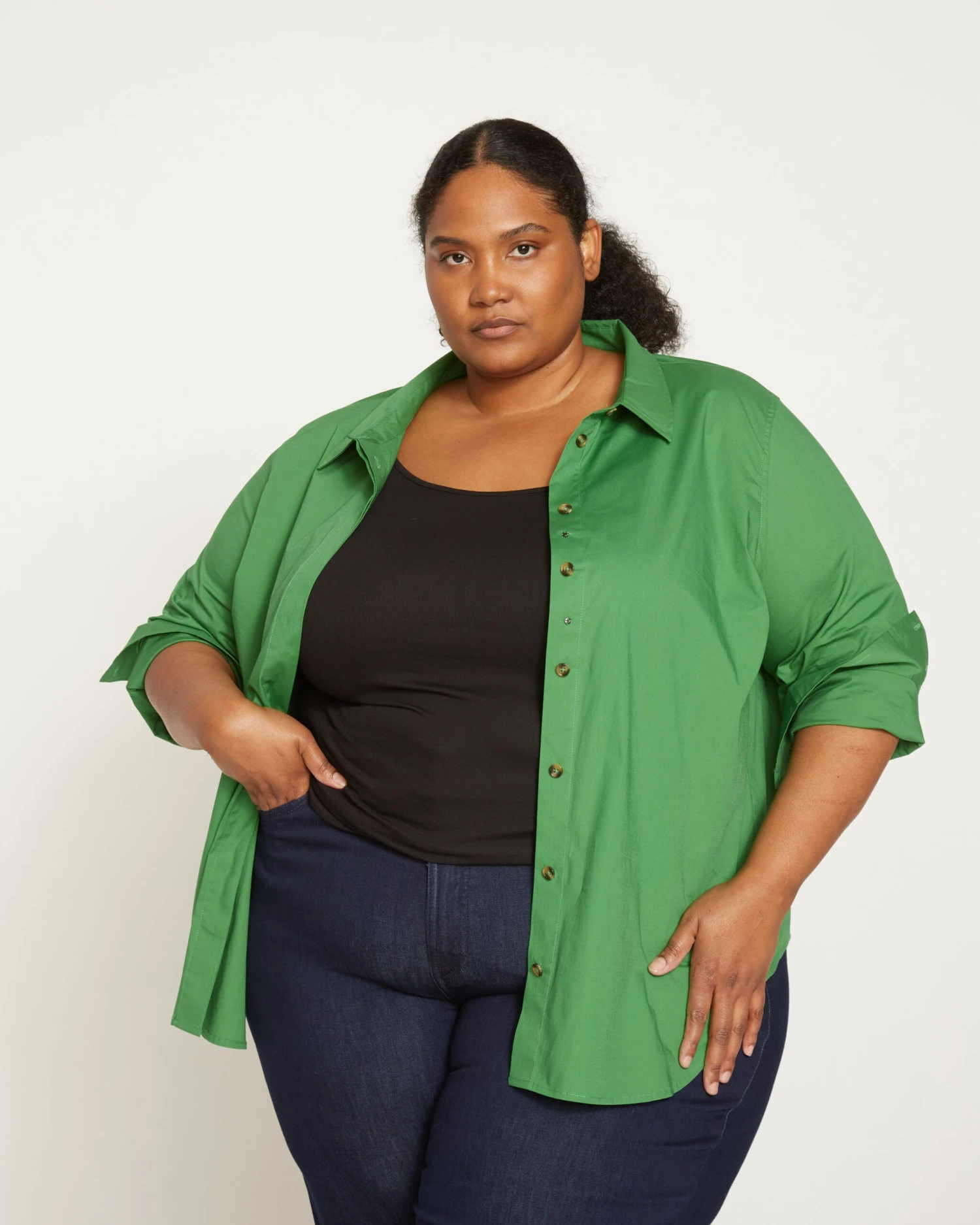 Elbe Stretch Poplin Shirt Classic Fit - Kelly Green 3 Elbe Stretch Poplin Shirt Classic Fit - Kelly Green