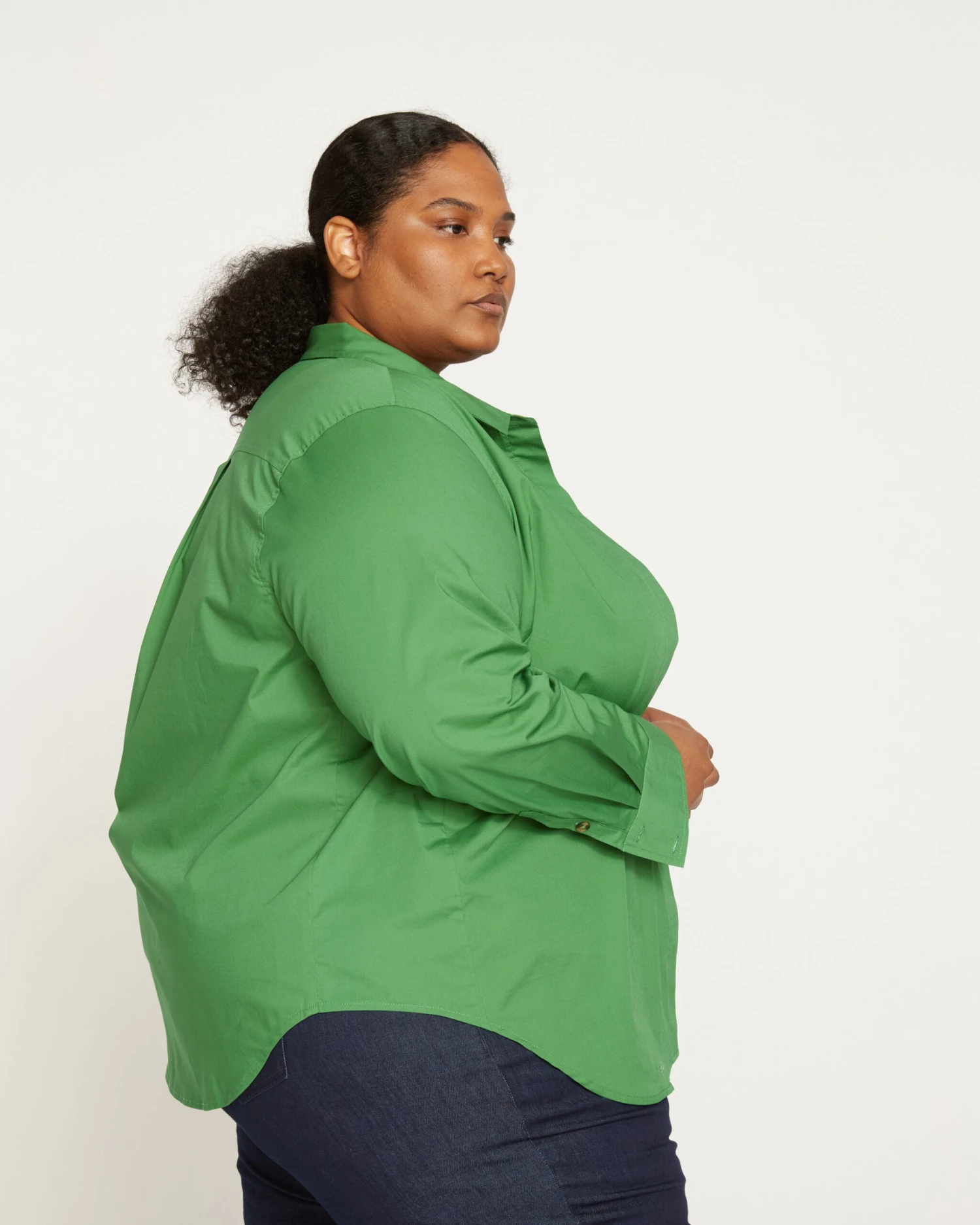 Elbe Stretch Poplin Shirt Classic Fit - Kelly Green 5 Elbe Stretch Poplin Shirt Classic Fit - Kelly Green - Image 3