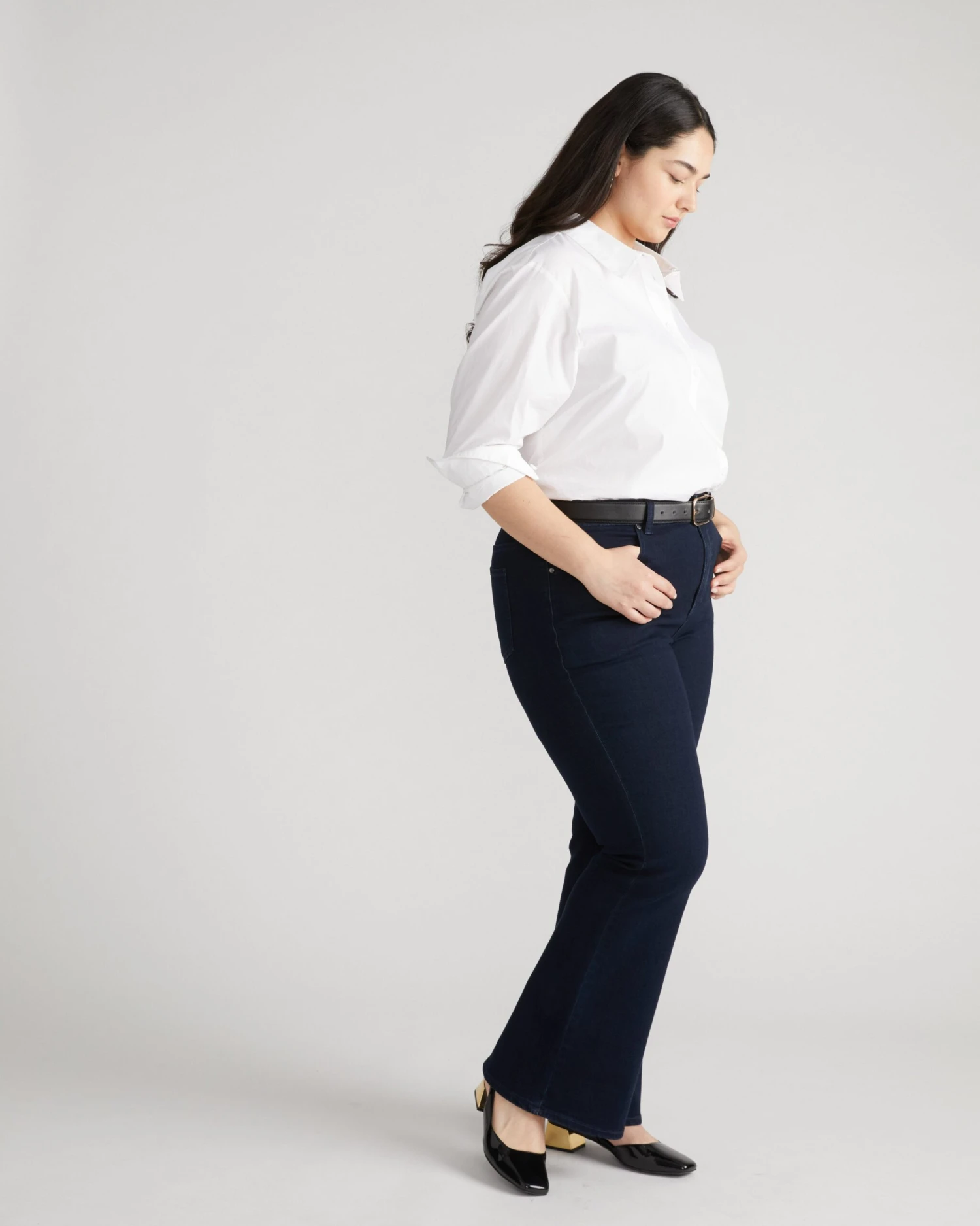 Farrah High Rise Flared Jeans - Dark Indigo 4 Farrah High Rise Flared Jeans - Dark Indigo - Image 2