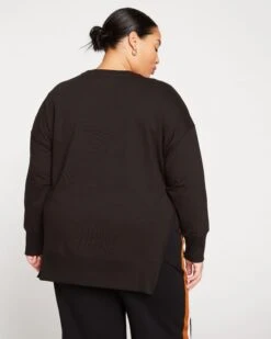 Fiona Black Side Slit Athleisure Sweatshirt -UNIVERSAL STANDARD Fiona Open Side Sweatshirt Black USTO0215 001 004 027