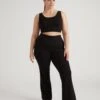 High-Waisted Black Bootcut Leggings - Pima Cotton Blend Athleisure 1 High-Waisted Black Bootcut Leggings - Pima Cotton Blend Athleisure -UNIVERSAL STANDARD Flare Roya Black USPA1857 001 002 029