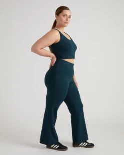 High Waisted Bootcut Leggings - Deep Sea Pima Cotton Flare Pants 9 High Waisted Bootcut Leggings - Deep Sea Pima Cotton Flare Pants -UNIVERSAL STANDARD Flare Roya Deep Sea USPA1857 259 002 009
