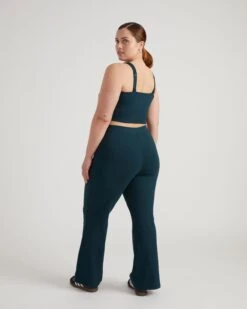 High Waisted Bootcut Leggings - Deep Sea Pima Cotton Flare Pants 10 High Waisted Bootcut Leggings - Deep Sea Pima Cotton Flare Pants -UNIVERSAL STANDARD Flare Roya Deep Sea USPA1857 259 003 014