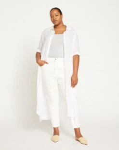 Nailah Button Down Tunic - White 13 Nailah Button Down Tunic - White -UNIVERSAL STANDARD Foundation Camisole Pearl Blue USFD0162E 177 002 023