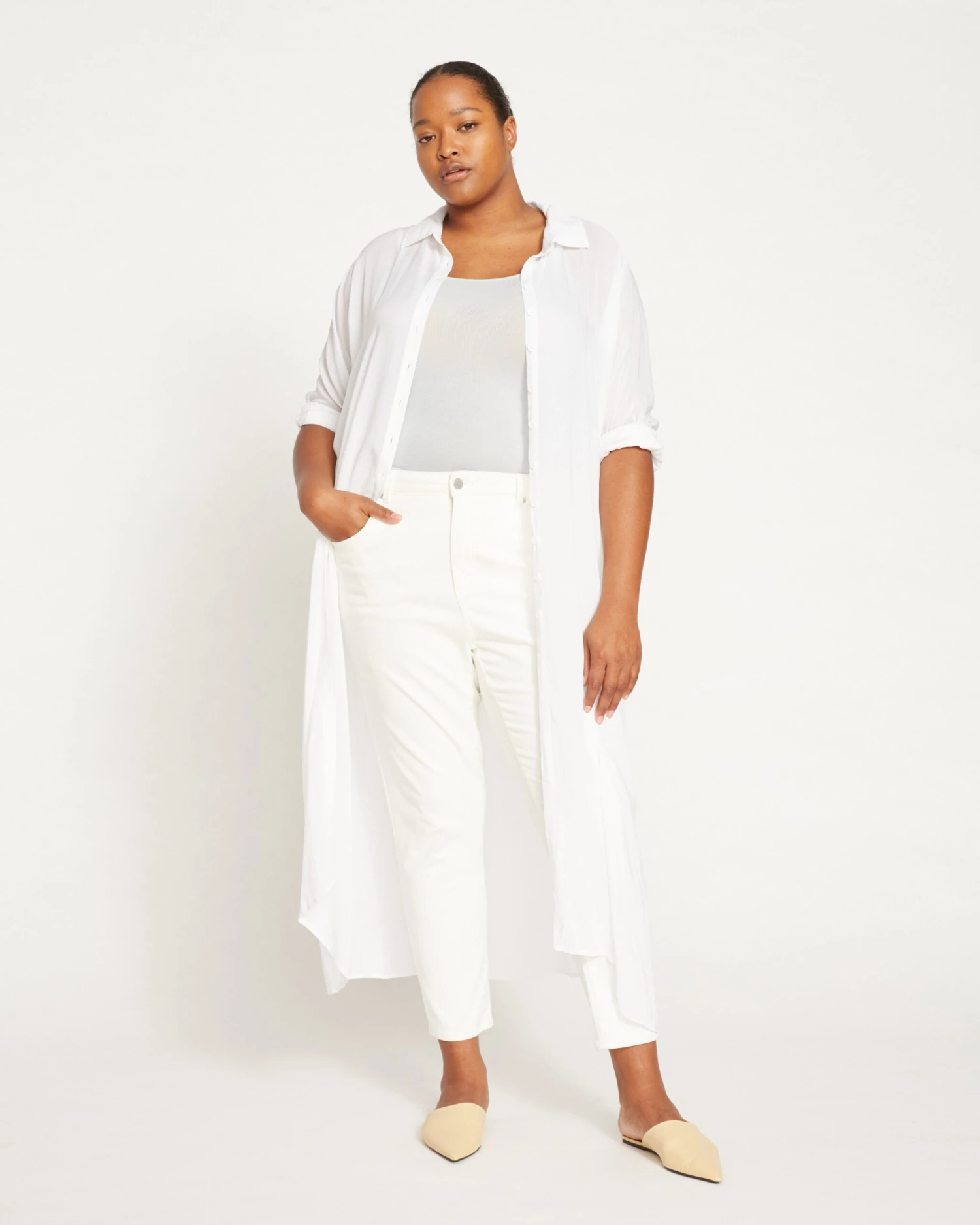 Nailah Button Down Tunic - White 8 Nailah Button Down Tunic - White - Image 6