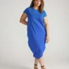 Asymmetrical Cotton Dress in Lapis Blue - Elegant Everyday Style
