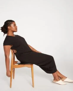 Geneva Black Asymmetrical Peruvian Cotton Comfort Dress -UNIVERSAL STANDARD Geneva Dress Black US1002 001 001 042