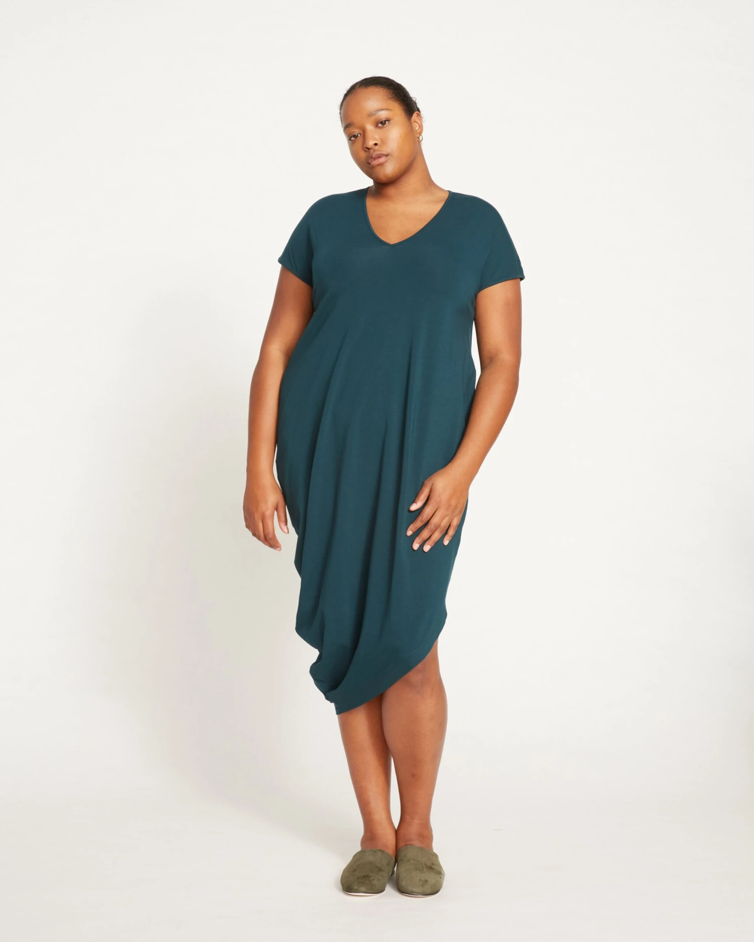 V-Neck Cotton Everyday Dress - Iconic Geneva Deep Sea 3 V-Neck Cotton Everyday Dress - Iconic Geneva Deep Sea