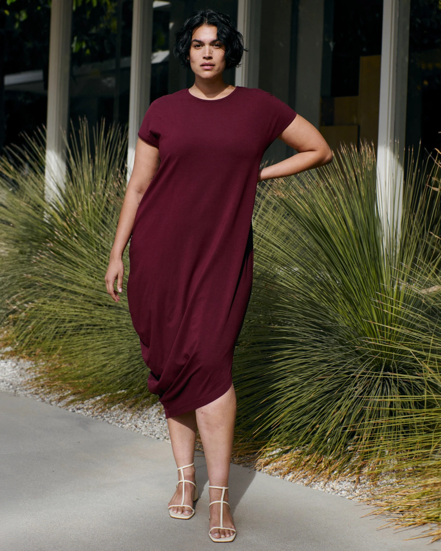 Asymmetrical Black Cherry Dress - Iconic Geneva Everyday Style 3 Asymmetrical Black Cherry Dress - Iconic Geneva Everyday Style