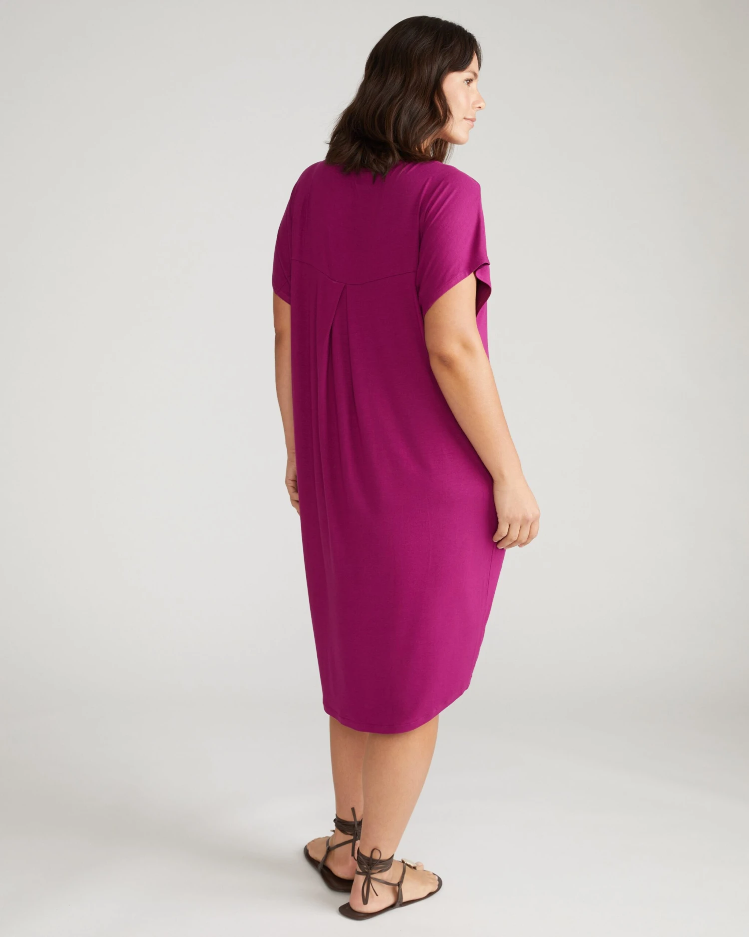 Purple Liquid Jersey Shift Dress - Comfortable Cocoon Fit with Pockets 5 Purple Liquid Jersey Shift Dress - Comfortable Cocoon Fit with Pockets - Image 3