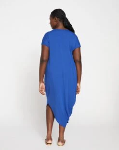 Asymmetrical Cotton Dress in Lapis Blue - Elegant Everyday Style -UNIVERSAL STANDARD Iconic Geneva Dress Lapis US1002 464 004 269