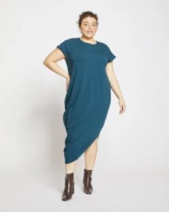 Geneva Deep Sea Asymmetrical Peruvian Cotton Dress -UNIVERSAL STANDARD Iconic Geneva Dress US1002 M 005