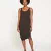 Asymmetrical Black Tank Dress - Premium Peruvian Cotton Summer Midi -UNIVERSAL STANDARD Iconic Geneva Tank Dress Black USDR1170 001 001 040