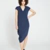 V-Neck Peruvian Cotton Dress in Midnight - Elegant Everyday Comfort -UNIVERSAL STANDARD Iconic Geneva V Neck Dress Baritone Blue USDR0374 454 001 007