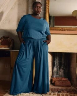 Wide Leg Lounge Pants for Women - Soft Modal & Cotton Relaxed Fit