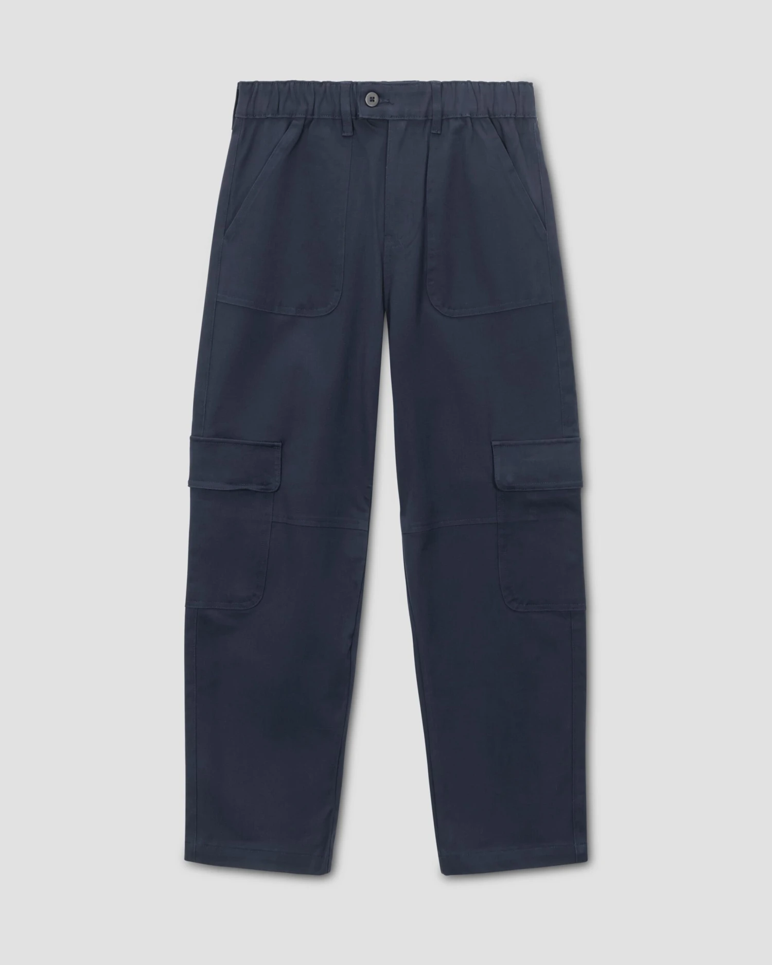 Navy Stretch Cotton Twill Cargo Pants with Elastic Waist 5 Navy Stretch Cotton Twill Cargo Pants with Elastic Waist - Image 3