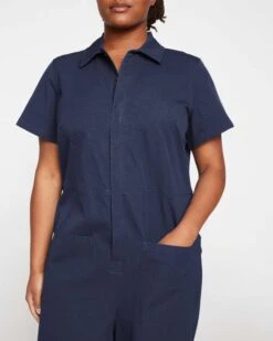 Kate Stretch Cotton Twill Jumpsuit - Navy 9 Kate Stretch Cotton Twill Jumpsuit - Navy -UNIVERSAL STANDARD Kate Stretch Cotton Twill Jumpsuit Navy USJS0402B 029 002 024 c653877f 235b 4533 829c ea0669b99581