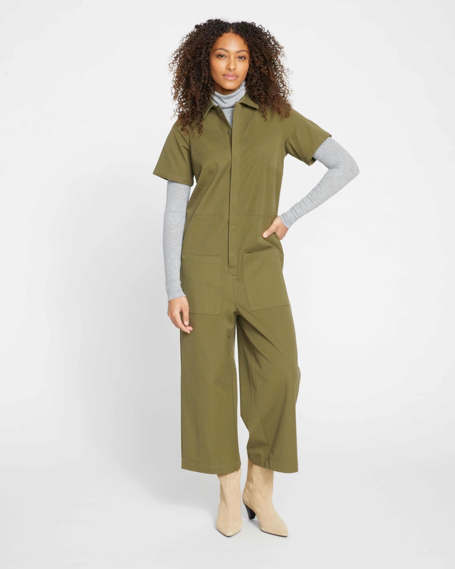 Kate Stretch Cotton Twill Jumpsuit - Ivy 3 Kate Stretch Cotton Twill Jumpsuit - Ivy