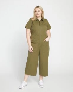 Kate Stretch Cotton Twill Jumpsuit - Ivy 8 Kate Stretch Cotton Twill Jumpsuit - Ivy -UNIVERSAL STANDARD Kate Stretch Cotton Twill Jumpsuit IvyUSJS0402B 135 001 005 2