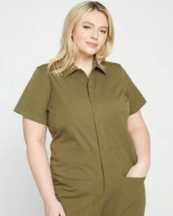 Kate Stretch Cotton Twill Jumpsuit - Ivy 9 Kate Stretch Cotton Twill Jumpsuit - Ivy -UNIVERSAL STANDARD Kate Stretch Cotton Twill Jumpsuit IvyUSJS0402B 135 002 021 2