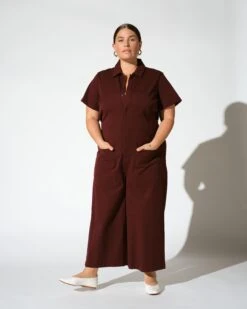 Kate Stretch Cotton Twill Military Jumpsuit - Black Cherry 13 Kate Stretch Cotton Twill Military Jumpsuit - Black Cherry -UNIVERSAL STANDARD Kate blkcherry 001