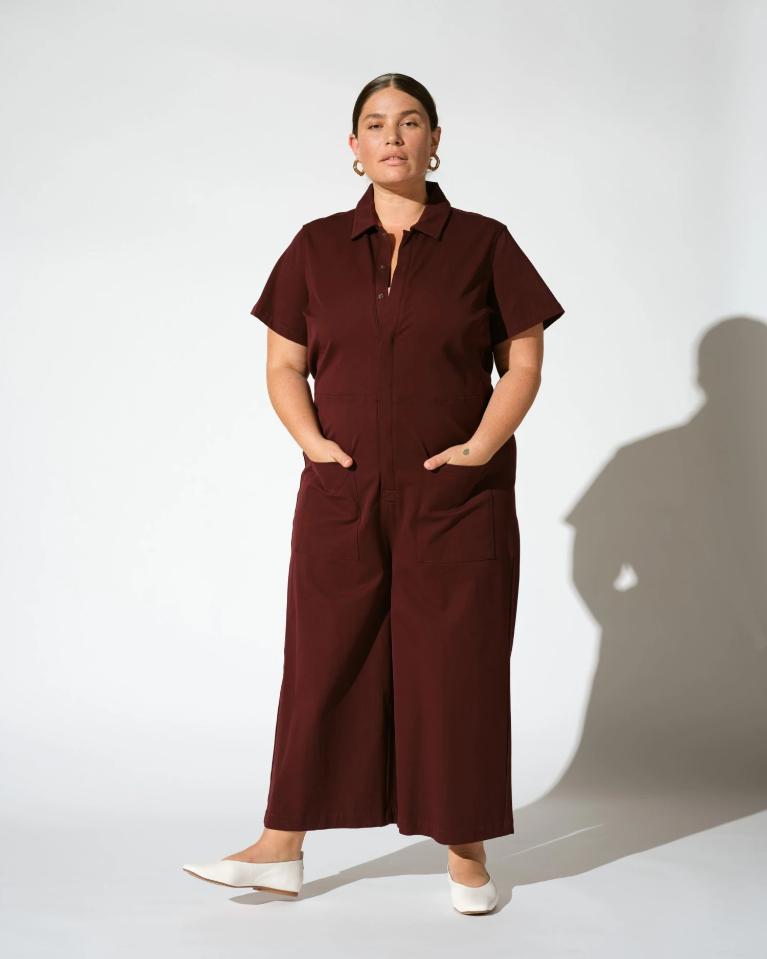Kate Stretch Cotton Twill Military Jumpsuit - Black Cherry 6 Kate Stretch Cotton Twill Military Jumpsuit - Black Cherry - Image 4