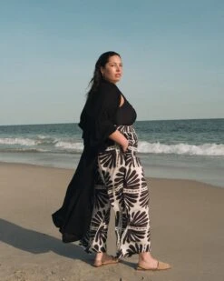 Lightweight Ink Bloom Rayon Voile Wide Leg Pants -UNIVERSAL STANDARD LOOK 21 052