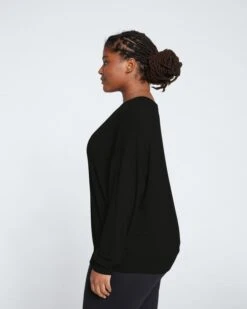 Lauren Classic Lightweight French Terry Sweatshirt in Black -UNIVERSAL STANDARD Lauren Core Sweatshirt Slate USTO0431 blk 3