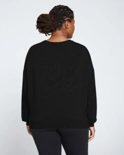 Lauren Classic Lightweight French Terry Sweatshirt in Black -UNIVERSAL STANDARD Lauren Core Sweatshirt Slate USTO0431 blk 4